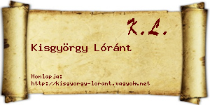 Kisgyörgy Lóránt névjegykártya